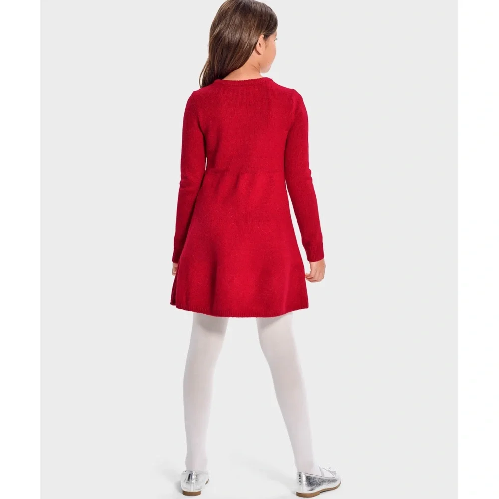 The Children’s Place Girls 10/12 Elegant Cable‎ Knit Red Sweater Dress - Picture 2 of 10